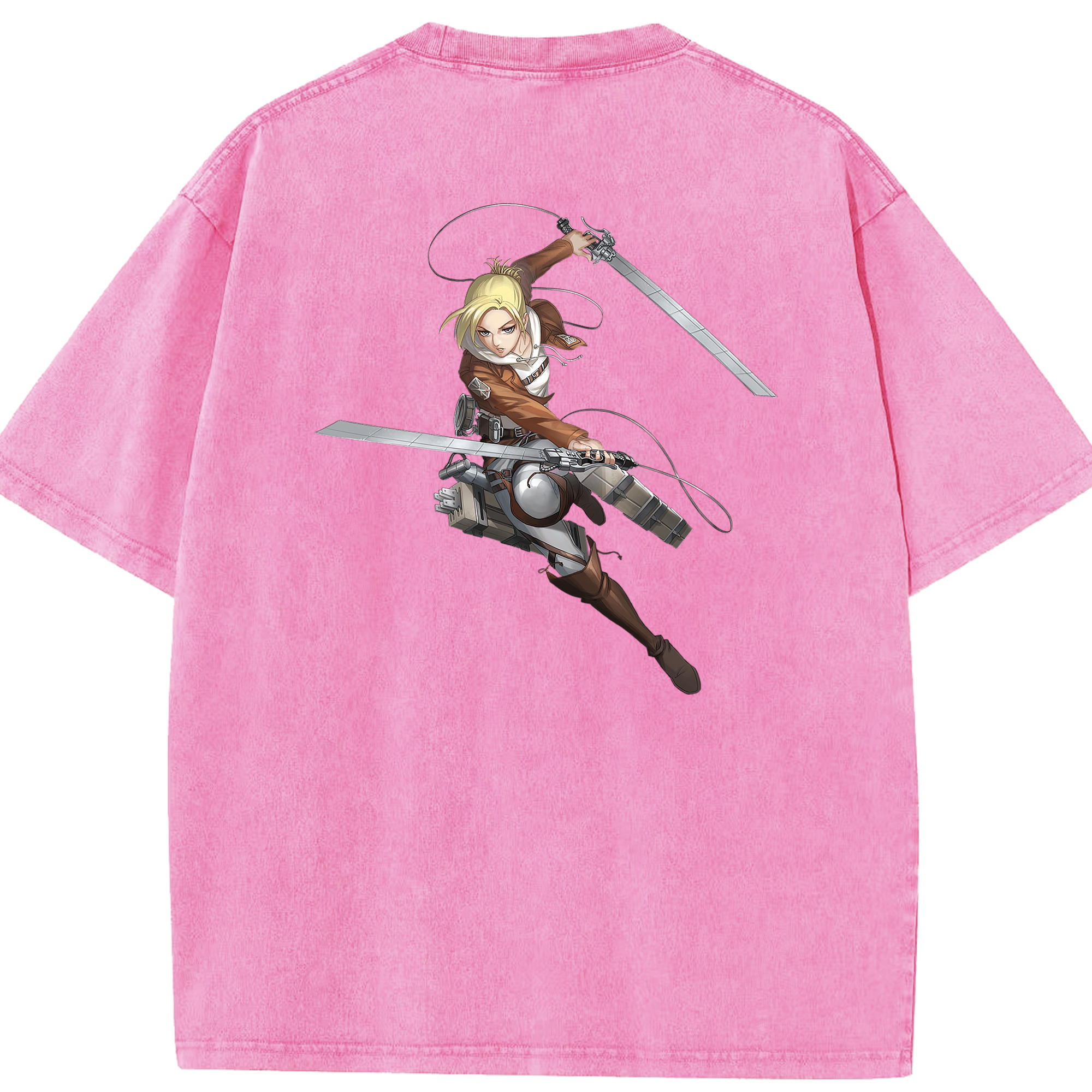 （画像用） 進撃の巨人 アニ・レオンハート Attack on Titan Annie Leonhart 綿100% ヴィンテージ風 半袖Tシャツ（背面プリント）